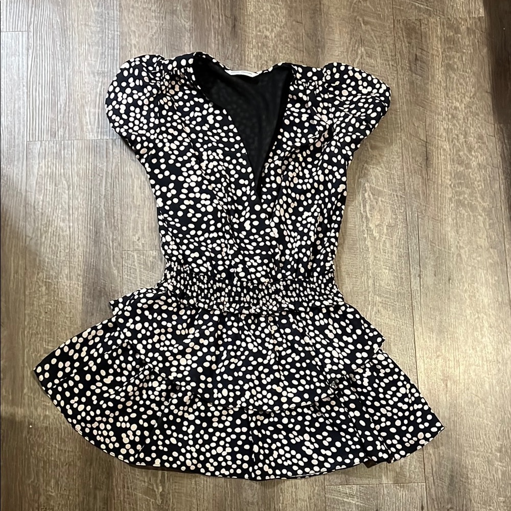Amanda uprichard MBlack and White Polka Dot Dress